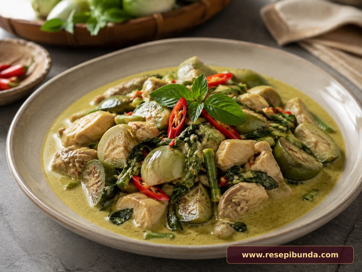 Hidangan Ayam Kari Hijau Thailand