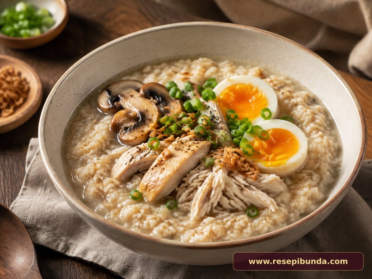 Hidangan Bubur Oat Ayam Jamur