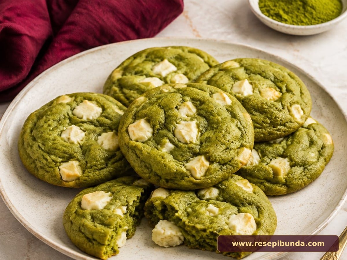 Hidangan Matcha White Chocolate Cookies